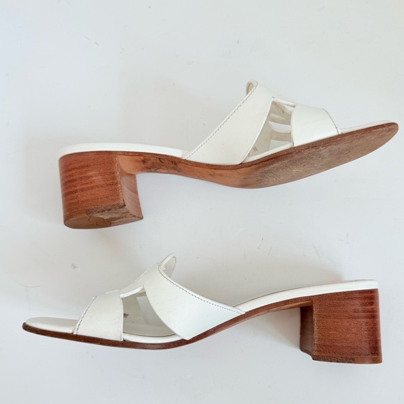 Louis Vuitton Isola LV Logo Mule Sandals White Leather Block Heel Slides EU 38.5 - Picture 6 of 11